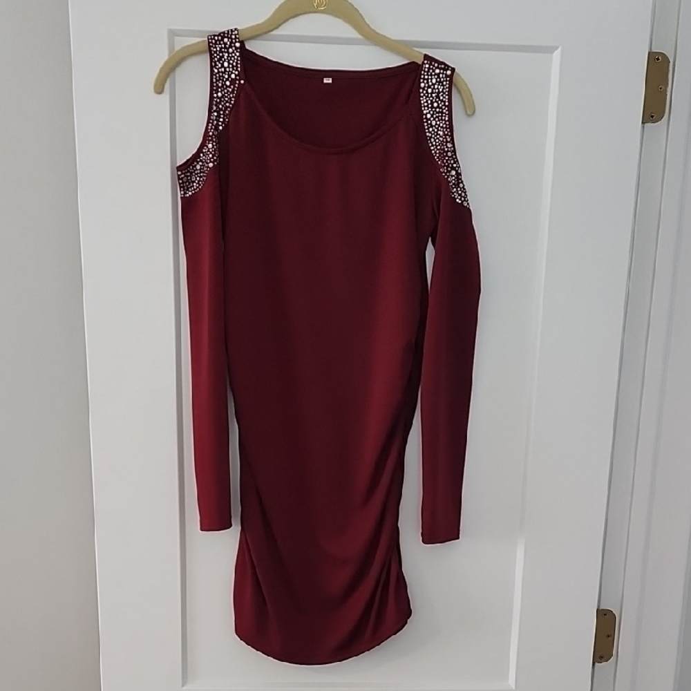 Elegant Burgundy Open Shoulder Dress or Top